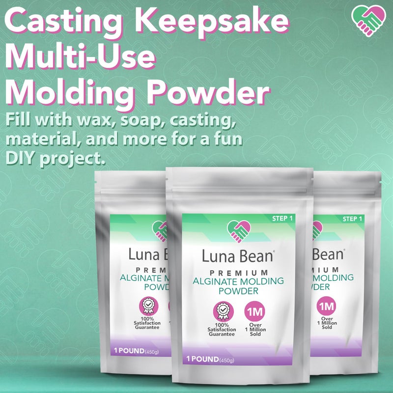 Casting Keepsakes Luna Bean Alginate Molding Powder Refill for Hand Casting Kit - Non-Toxic, Fast Setting - 3 lb (1,350g) - Anniversaries, Birthdays, Family Activities, Couples - Image 2